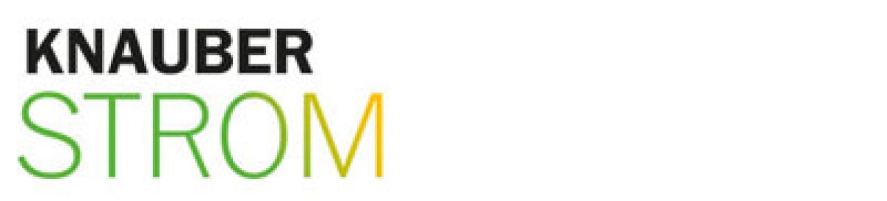 Logo von Knauber Strom mit schwarzem und grüngelbem Text.