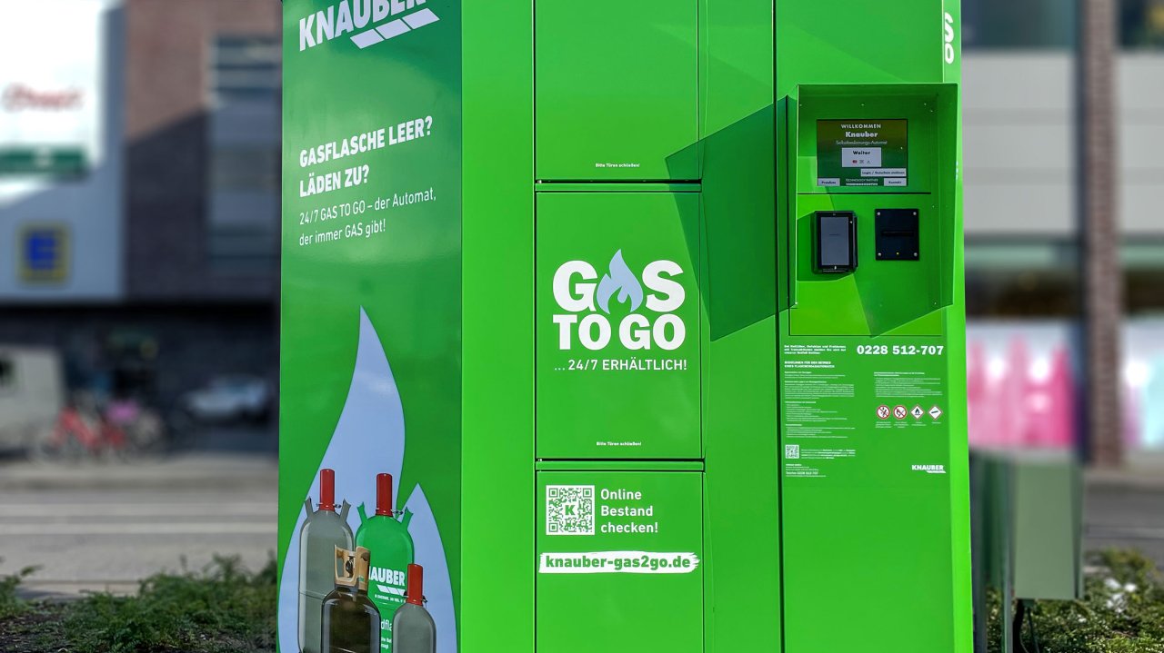Eine grüne Gas2Go Säule.